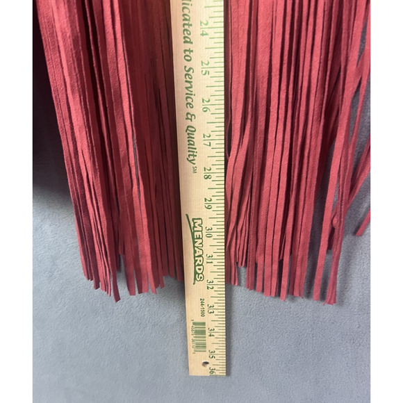 Ariat Faux Suede Jacket Womens Size XXL Rust Fringe Cutout Concert Rodeo Western - Picture 7 of 9